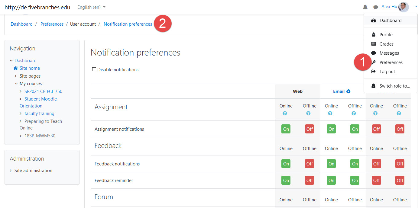 set Notification preference